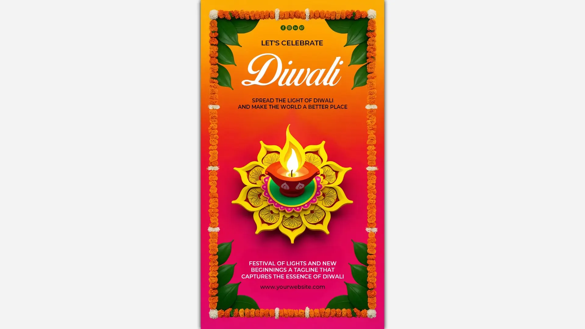 Happy Diwali Floral Greetings Instagram Story Template